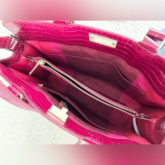 Talbots red leather crocodile embossed crossbody bag satchel work office oxblood - Picture 9 of 12